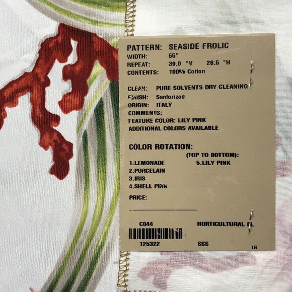 Seaside Frolic Fabric Beacon Hill in Pink Lily Remnant Rare Discontinued - Picture 2 of 12